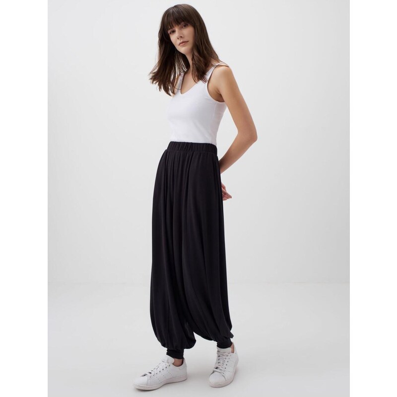 Jimmy Key Black High Waist Elastic Cuff Casual Trousers