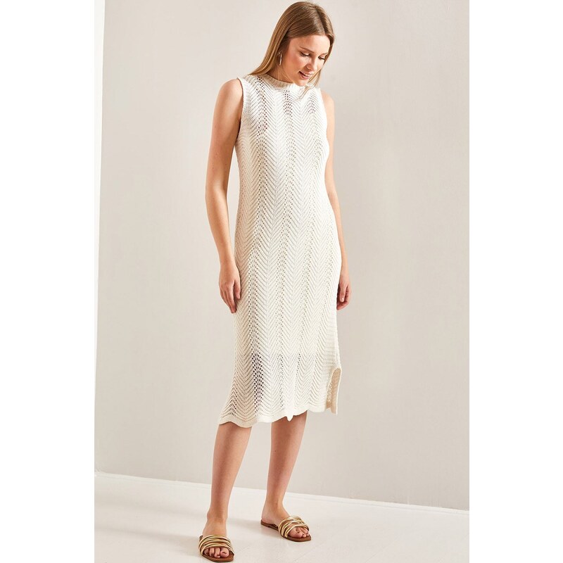 Bianco Lucci Women's Patterned Lined Summer Knitwear Dress