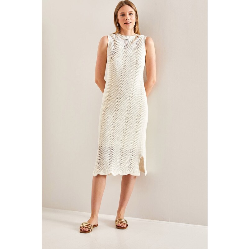 Bianco Lucci Women's Patterned Lined Summer Knitwear Dress