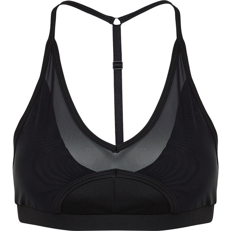 Trendyol Black Support/Shaping Tulle Detail Barter Neck Knitted Sports Bra