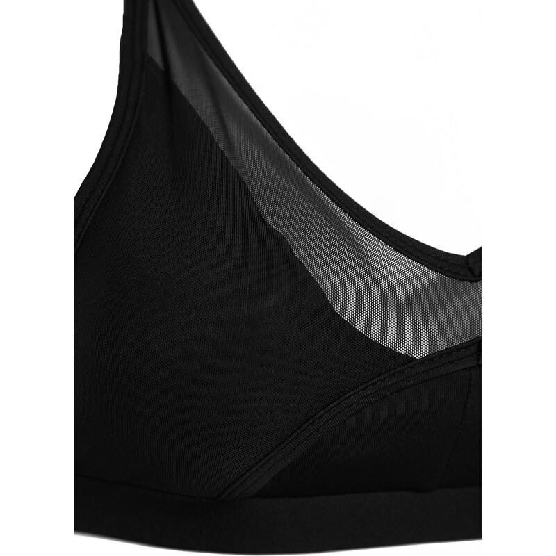 Trendyol Black Support/Shaping Tulle Detail Barter Neck Knitted Sports Bra