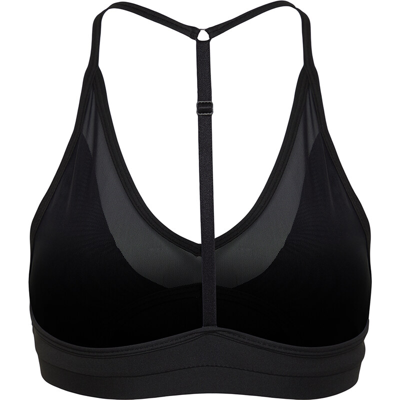 Trendyol Black Support/Shaping Tulle Detail Barter Neck Knitted Sports Bra