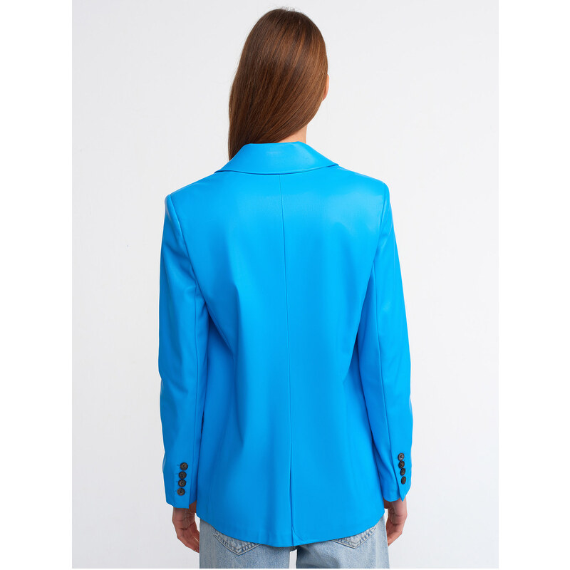 Dilvin 6871 Faux Leather Jacket-Blue