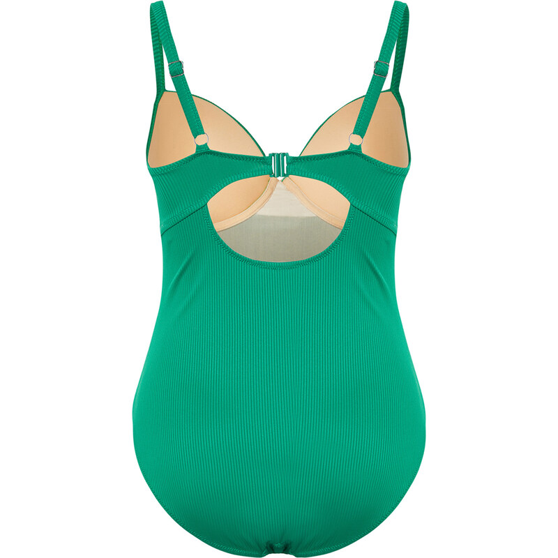 Trendyol Curve Green Balconette Smoothing Swimsuit