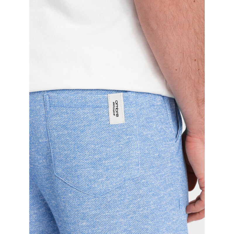 Ombre Clothing Pánské šortky LOOSE FIT z melanžové tkaniny - světle modré V1 OM-SRSK-0116