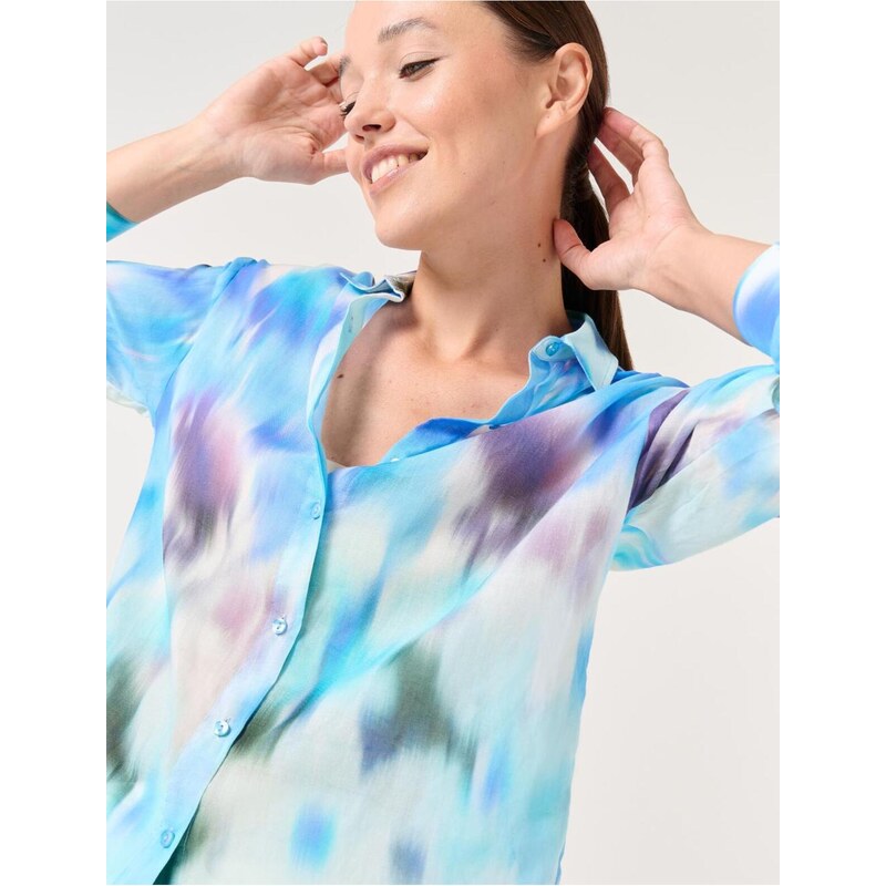 Jimmy Key Blue Long Sleeve Patterned Stylish Shirt