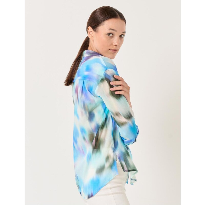 Jimmy Key Blue Long Sleeve Patterned Stylish Shirt