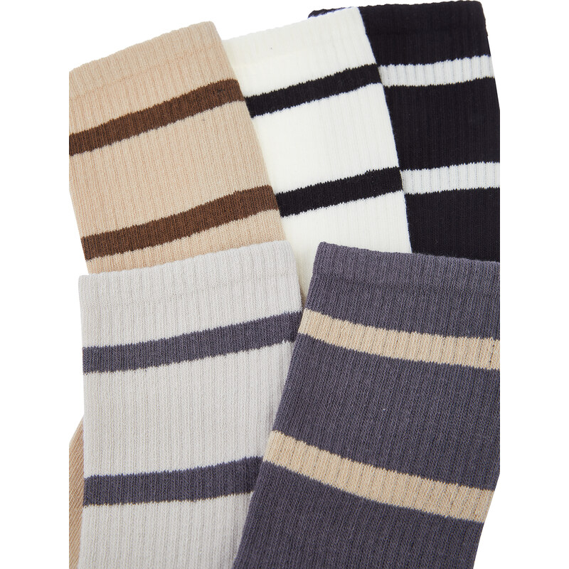 Trendyol 5-Pack Multi Color Cotton Striped College-Tennis-Mid-Length Socks