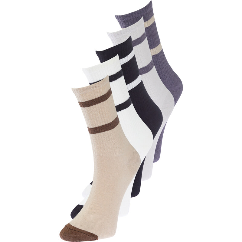 Trendyol 5-Pack Multi Color Cotton Striped College-Tennis-Mid-Length Socks