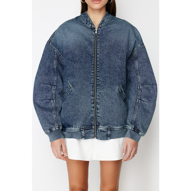 Trendyol Dark Blue Bomber Denim Jacket