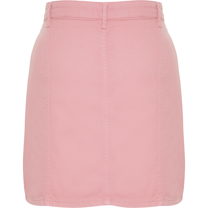 Trendyol Curve Pink Buttoned Mini Denim Skirt