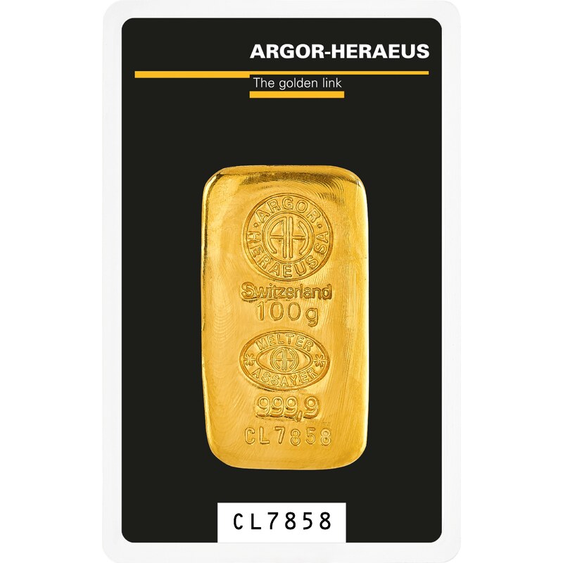 Argor Heraeus zlatý slitek litý 100 g