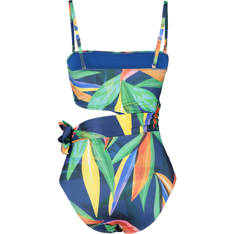 Trendyol Floral Patterned Strapless Cut Out/Windowed Regular Swimsuit