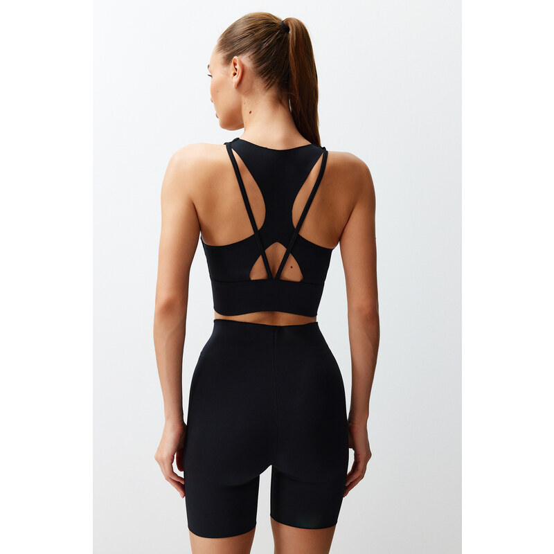 Trendyol Premium Black Support/Shaping Back Detail Halter Neck Knitted Sports Bra