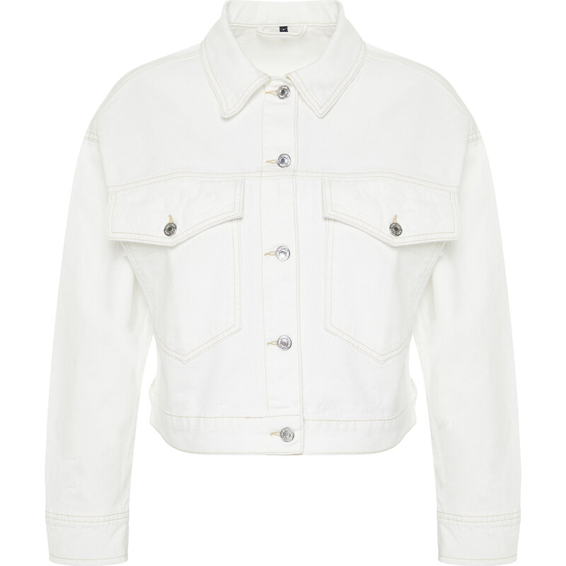 Trendyol White Oversize Denim Jacket