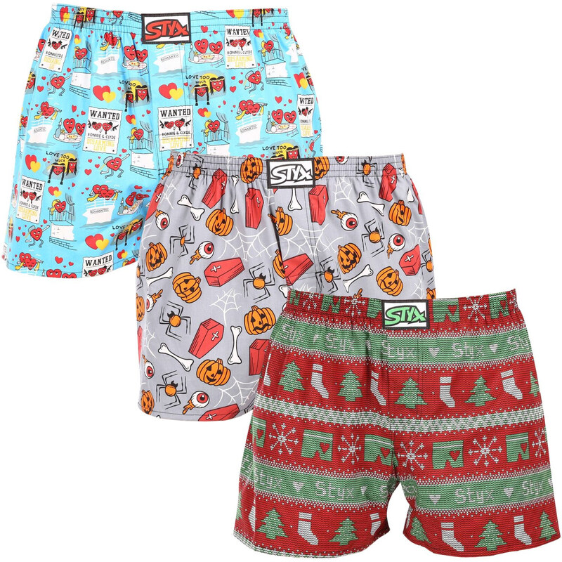 3PACK pánské trenky Styx art klasická guma vícebarevné (3A16826)