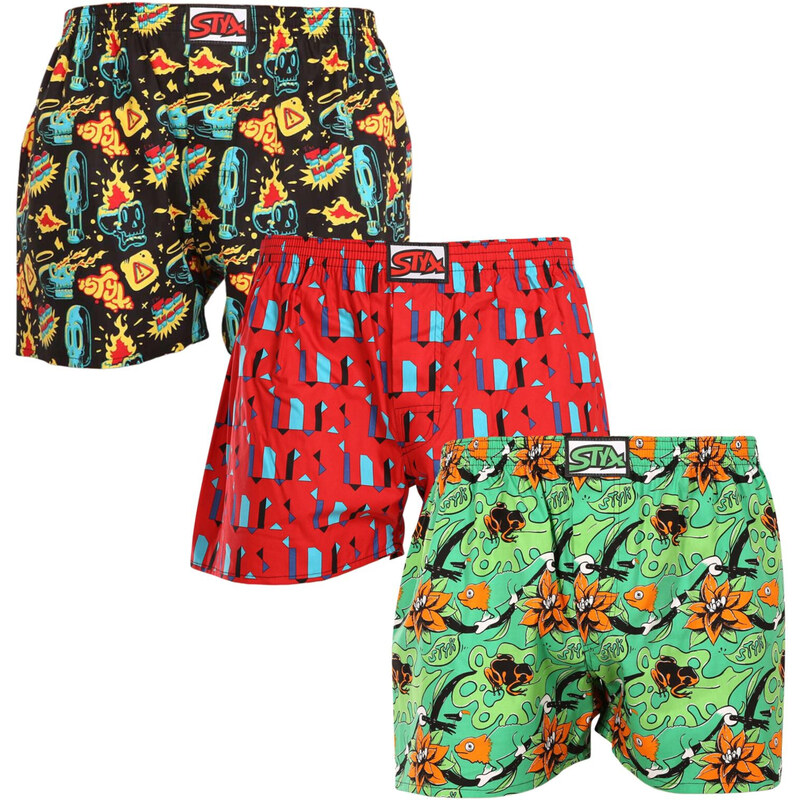 3PACK pánské trenky Styx art klasická guma vícebarevné (3A14879)