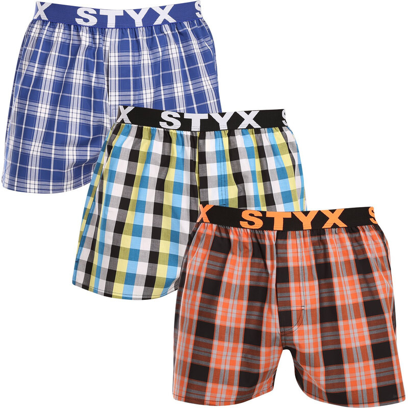 3PACK pánské trenky Styx sportovní guma vícebarevné (3B102426)
