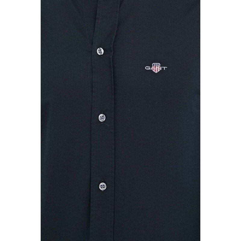 Bavlněná košile Gant černá barva, slim, s límečkem button-down