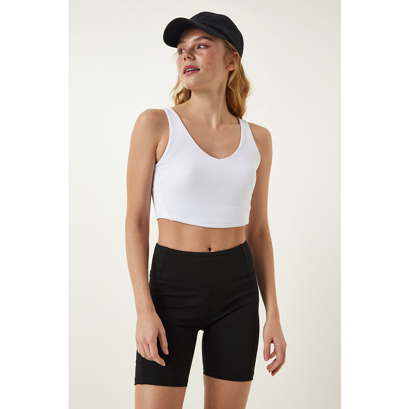 Happiness İstanbul White Strappy Shaper Sports Bra