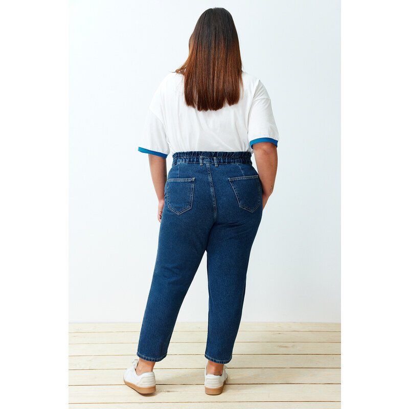 Trendyol Curve Blue High Waist Mom Fit Jeans