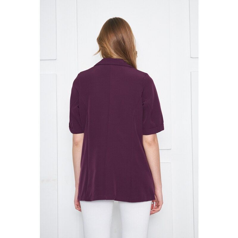 armonika Women's Purple Short Sleeve Two-Button Oversized Jacket