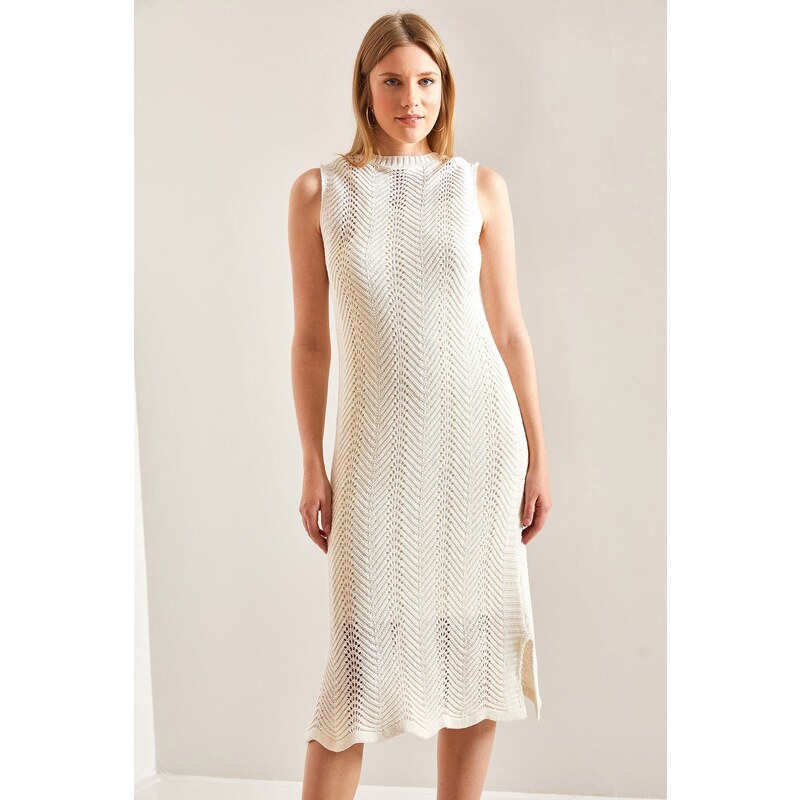 Bianco Lucci Women's Patterned Lined Summer Knitwear Dress