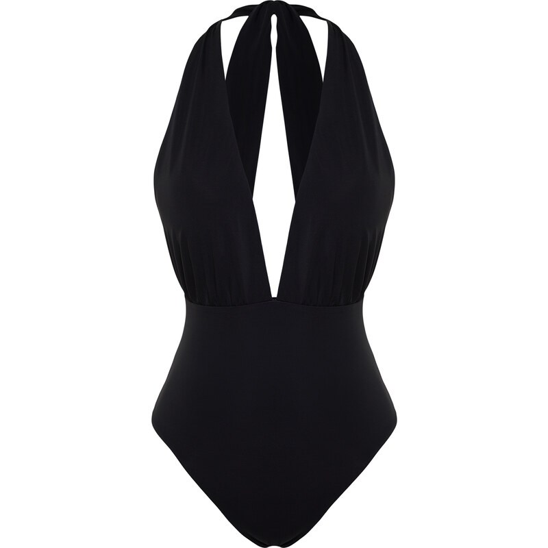 Trendyol Black Deep Decollete Decollete Regular Swimsuit