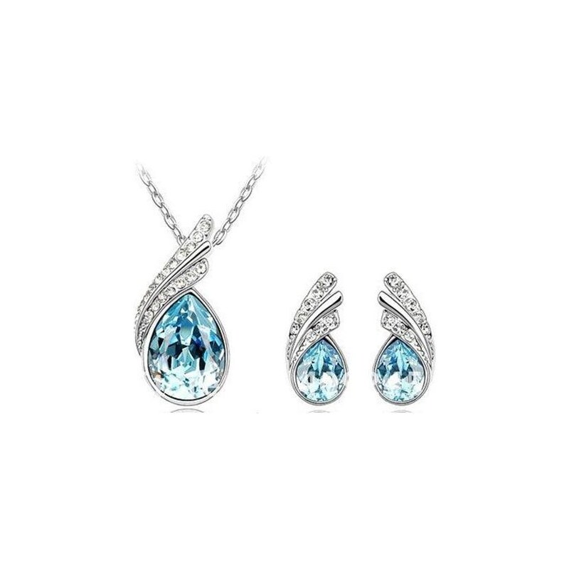 China Jewelry Sada krystal malé kapky modrá