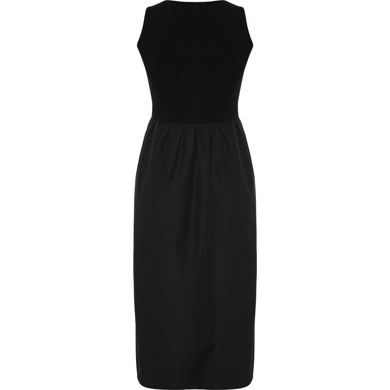 Trendyol Black Waist Opening Midi Woven 2 in 1 Dress
