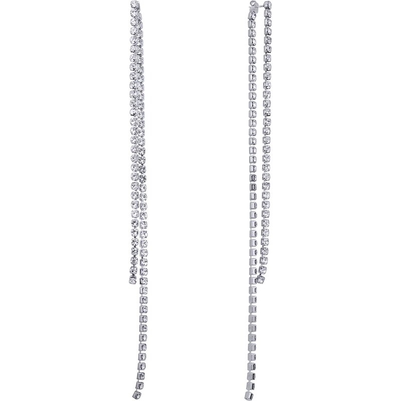 China Jewelry Naušnice štrasové 1 řada dlouhé - stříbrné