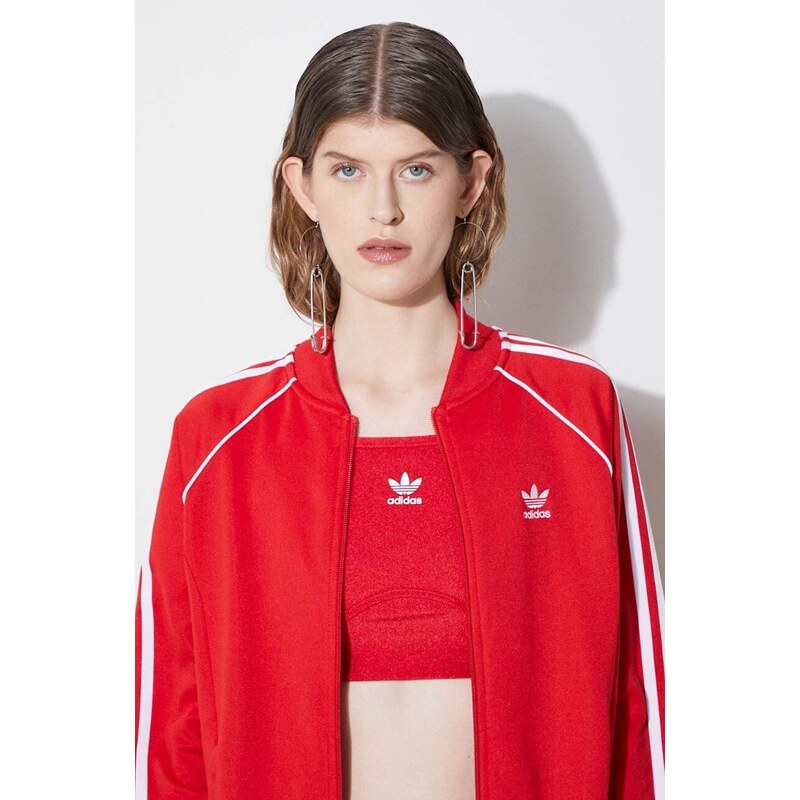 Mikina adidas Originals dámská, červená barva, s aplikací, IK4032