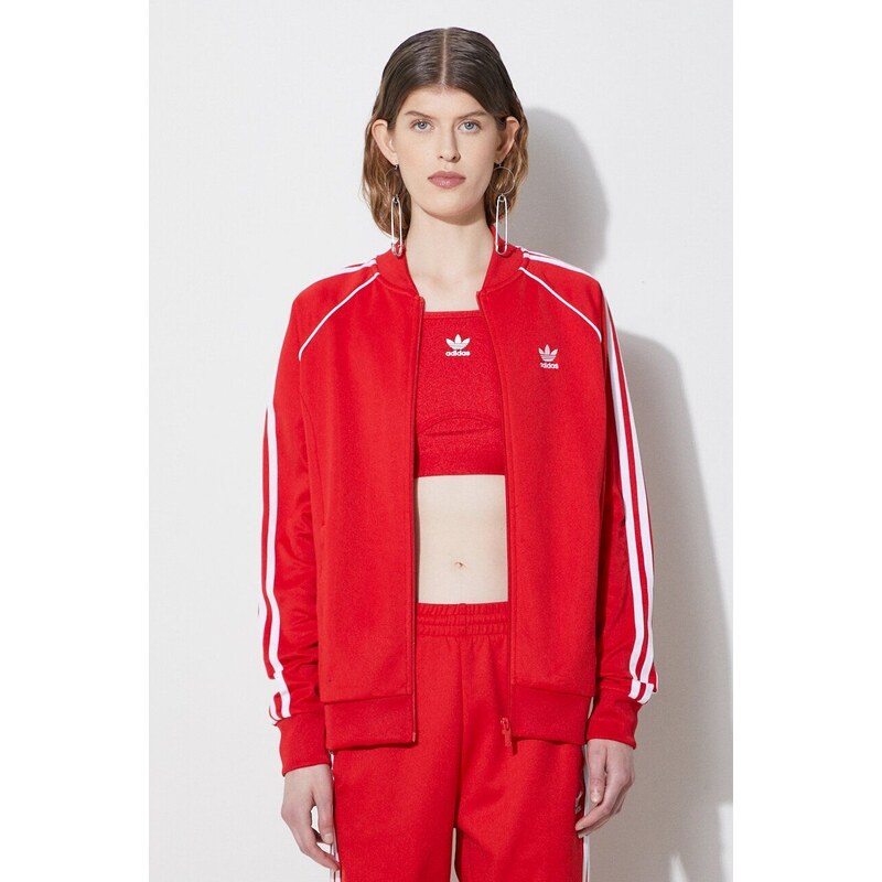 Mikina adidas Originals dámská, červená barva, s aplikací, IK4032