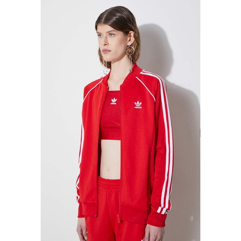 Mikina adidas Originals dámská, červená barva, s aplikací, IK4032