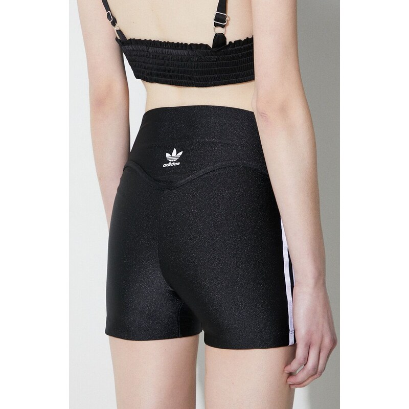 Kraťasy adidas Originals dámské, černá barva, s aplikací, high waist, IP0724