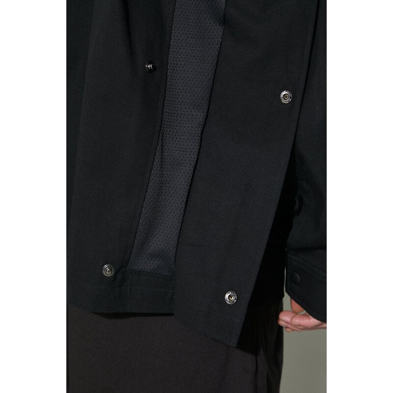 Bavlněná košile Y-3 Long Sleeve Pocket Overshirt černá barva, relaxed, s klasickým límcem, IR6248