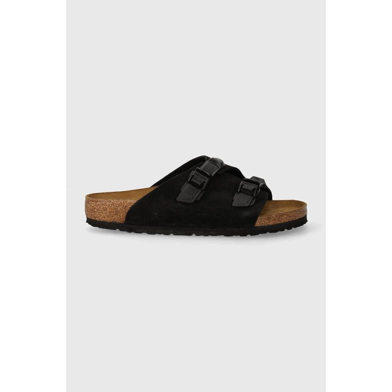 Semišové pantofle Birkenstock Zürich pánské, černá barva, 1026763