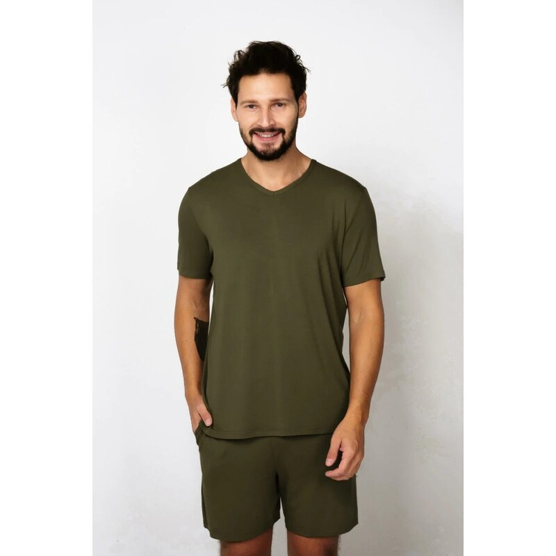 Pánské krátké pyžamo Italian Fashion Dallas Khaki