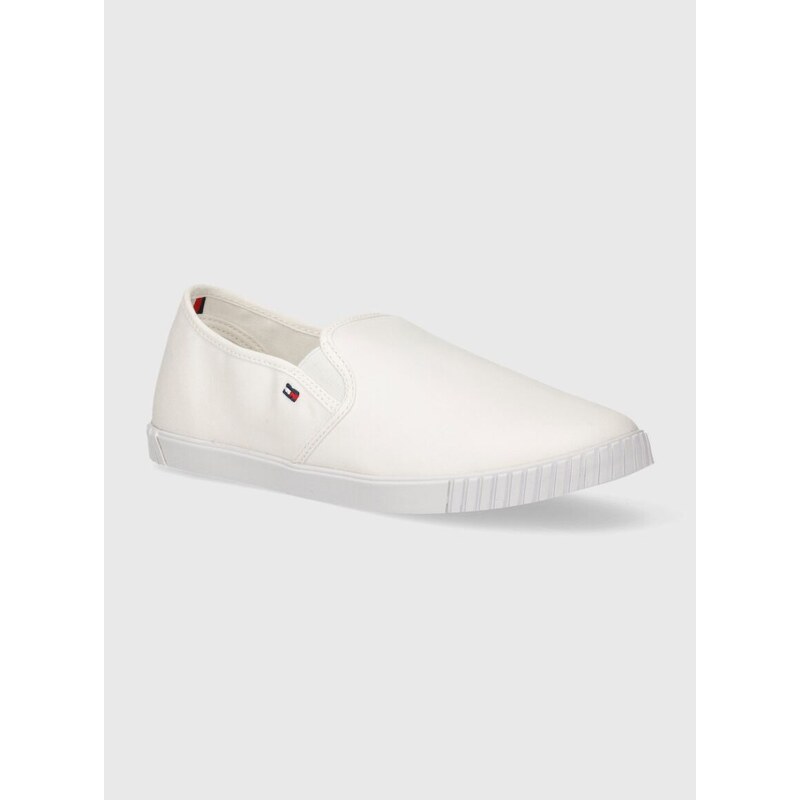 Tenisky Tommy Hilfiger CANVAS SLIP-ON SNEAKER dámské, bílá barva, FW0FW07806