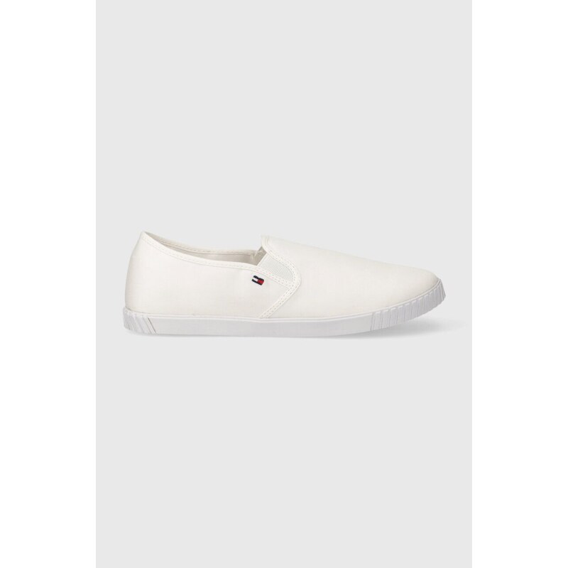 Tenisky Tommy Hilfiger CANVAS SLIP-ON SNEAKER dámské, bílá barva, FW0FW07806