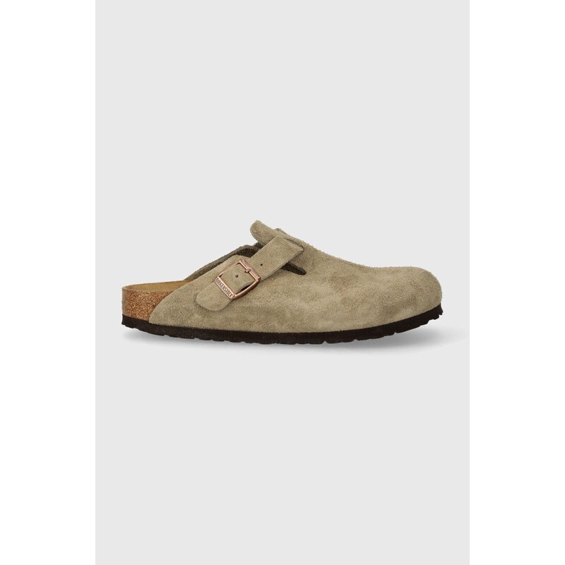 Semišové pantofle Birkenstock Boston dámské, béžová barva, 60463