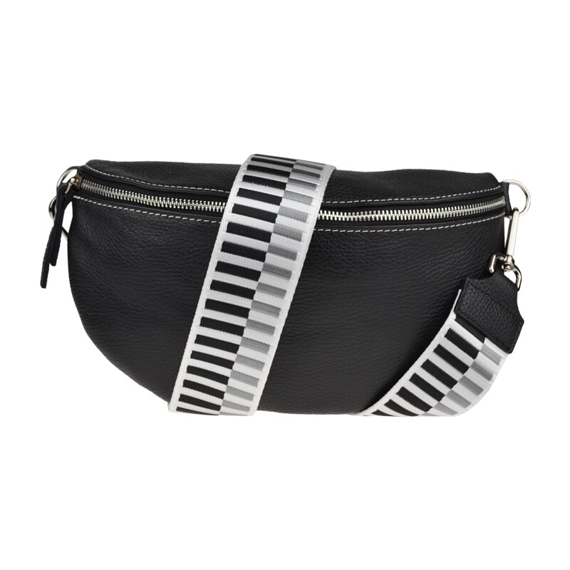 Černá kožená italská crossbody kabelka Reni Grande Nera s