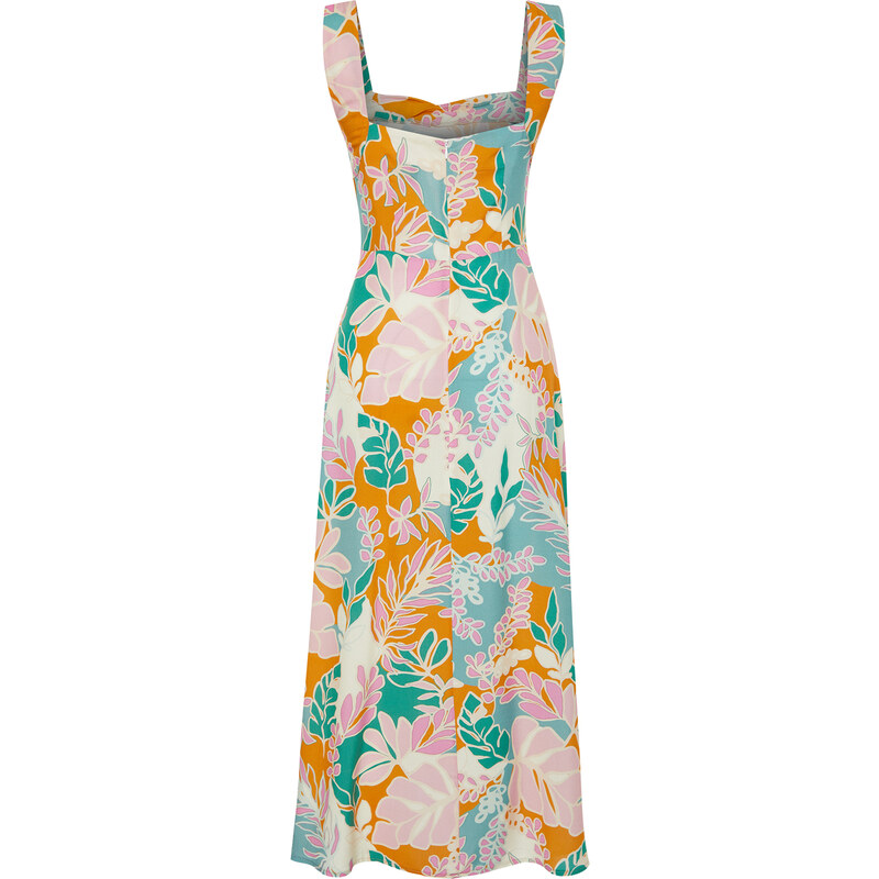 Trendyol Multi Color Floral Pattern A-Line 100% Viscose Woven Midi Dress