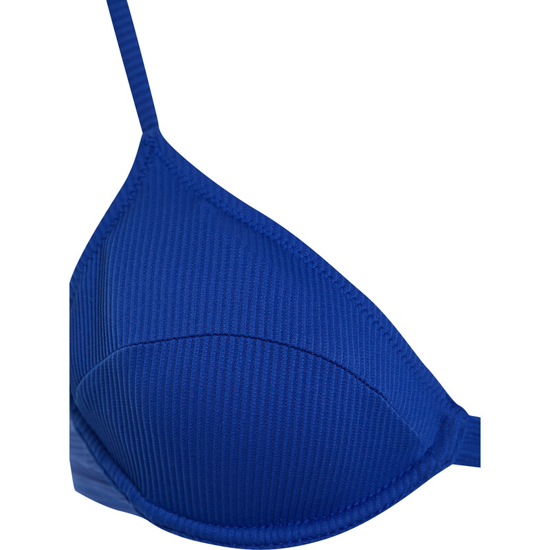 Trendyol Saxe Blue Balconette Textured Bikini Top