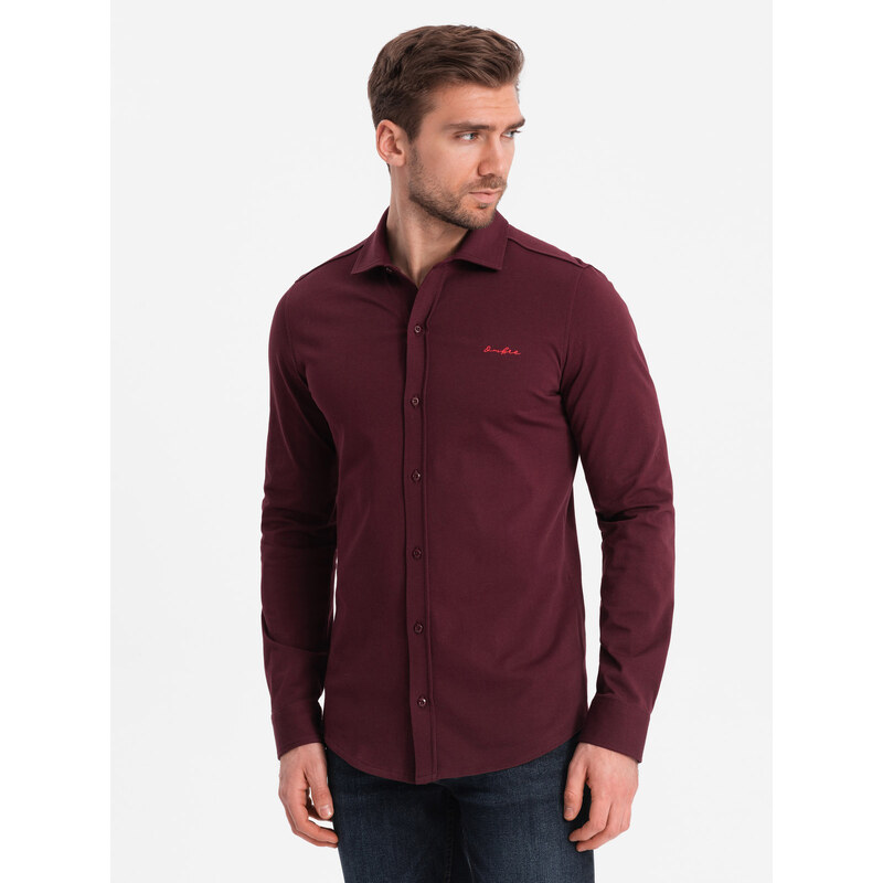 Ombre Men's cotton single jersey knit REGULAR shirt - maroon