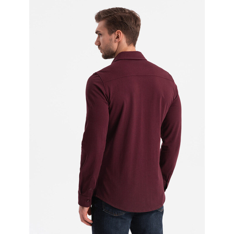 Ombre Men's cotton single jersey knit REGULAR shirt - maroon