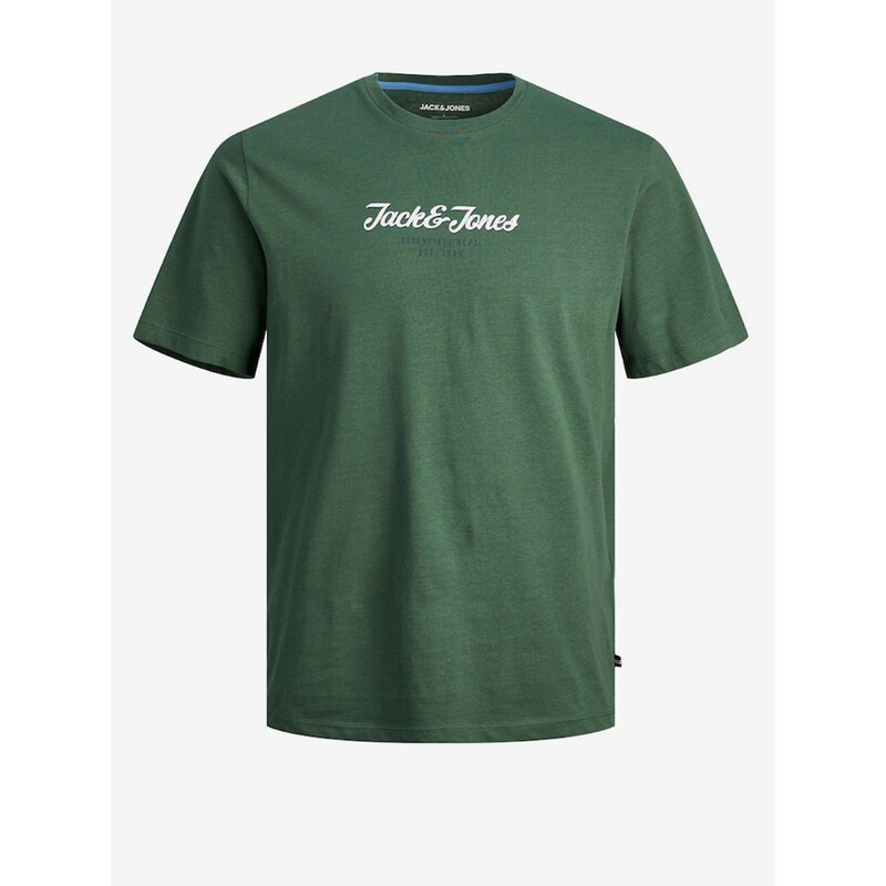 Tmavě zelené pánské tričko Jack & Jones Henry - Pánské