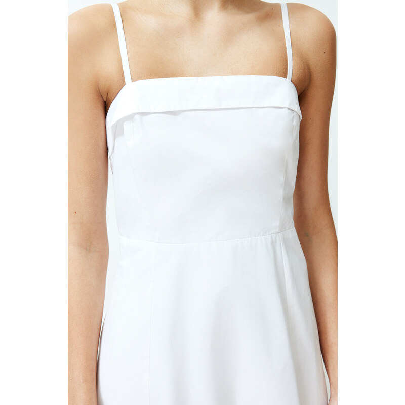 Trendyol White Midi Length 100% Cotton Poplin Woven Dress