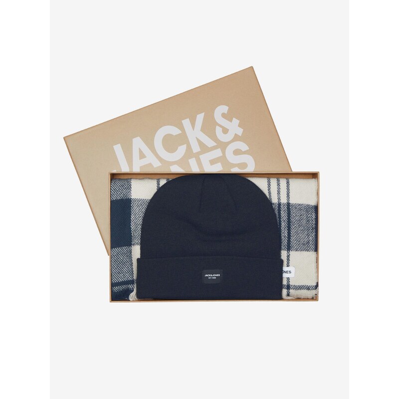 Sada pánské čepice a šály v tmavě modré barvě Jack & Jones Frost - Pánské