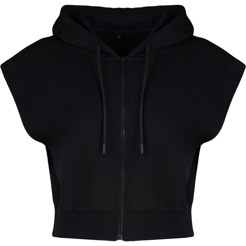 Trendyol Black Fitted Hooded Zipper Zero Sleeve Vest